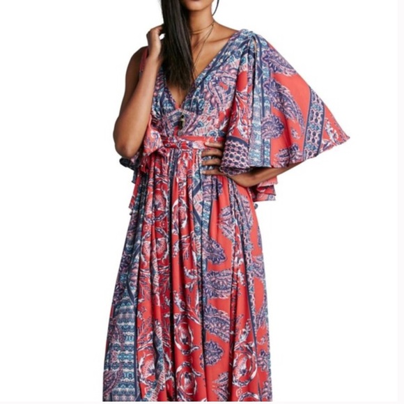 Free People Dresses & Skirts - Free People Fern Maxi Dress Cherry Combo Red